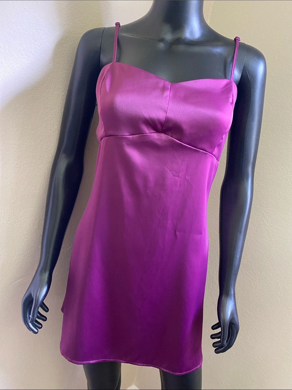 Urban Outfitters Satin Slip Dress in Deep Berry - Women's Spaghetti Strap Dress
